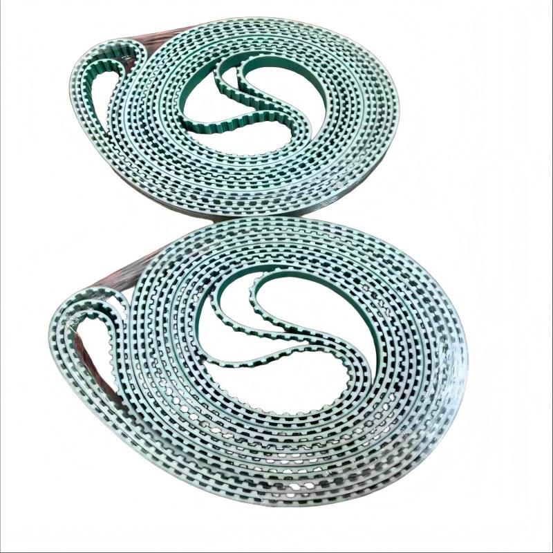 PU synchronous belt with green fabric on both sides Double side green canvas PU timing belt