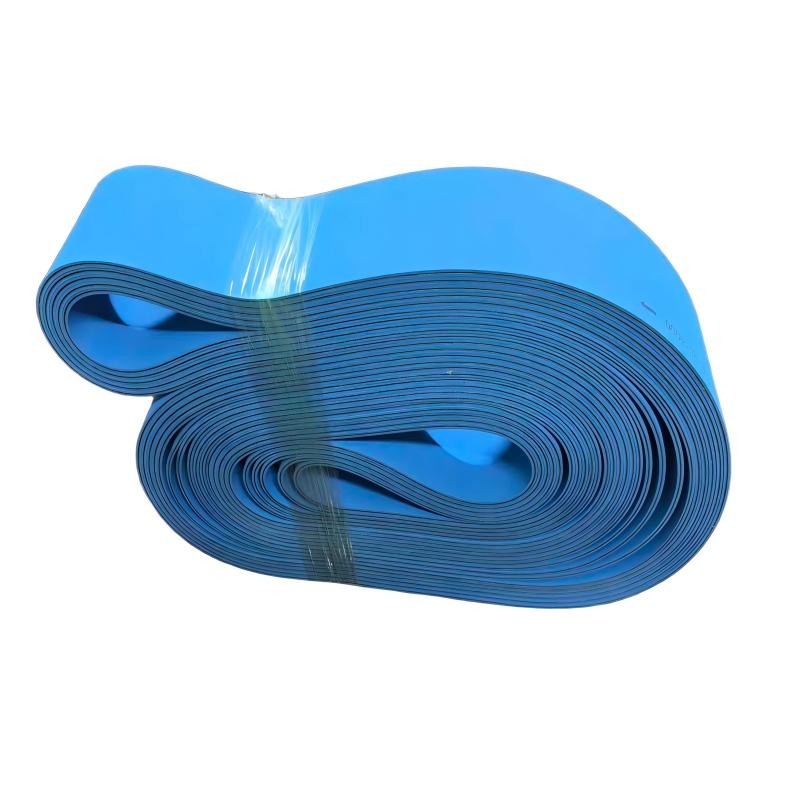 Double blue fabric belt for pharmaceutical machinery Beverage industry anti-slip blue conveyor belt Textile machine double blue cloth transmission belt Paper processing double sided blue conveyor belt Battery production line wear-resistant blue fabric belt Cosmetic packing double blue conveyor belt